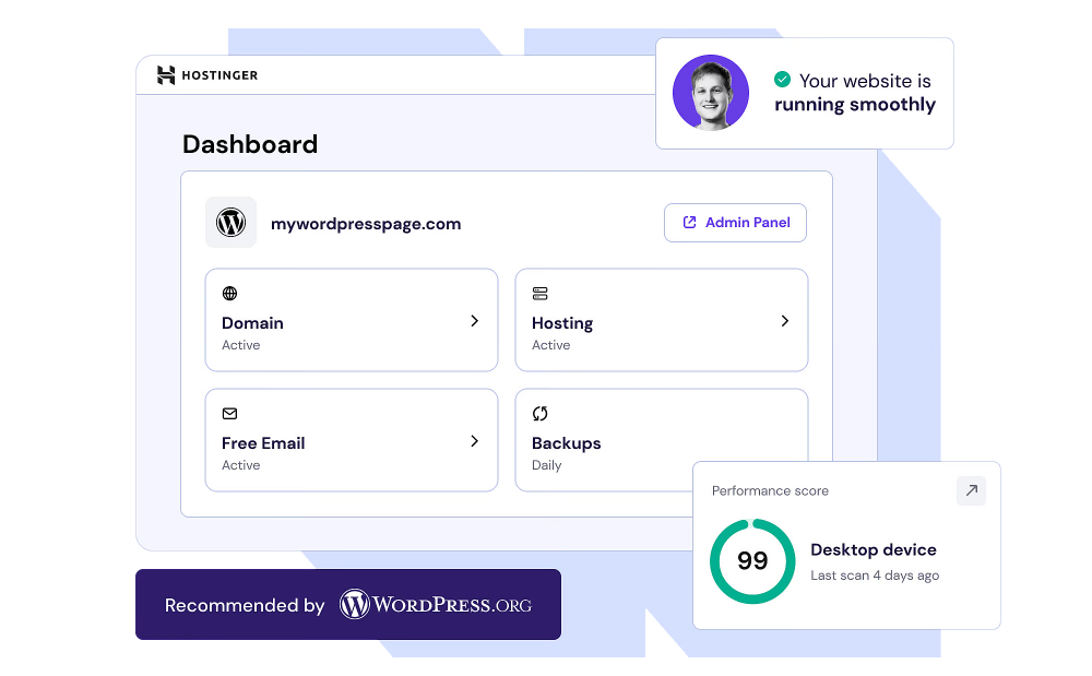 Hostinger + WordPress dashboard