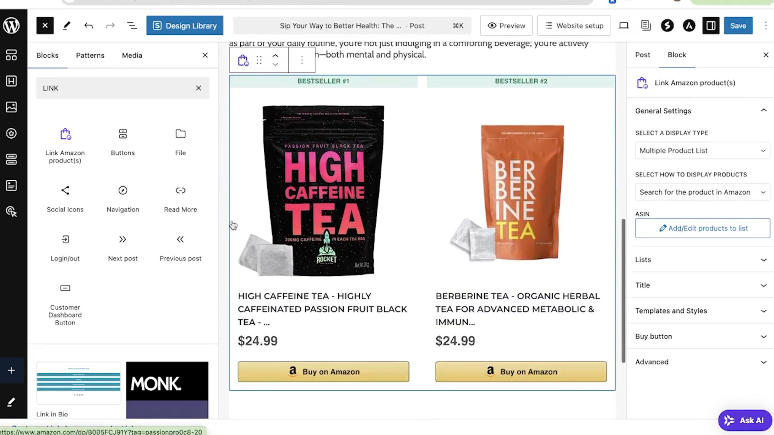 Adding product in your website for Amazon affiliate marketing
