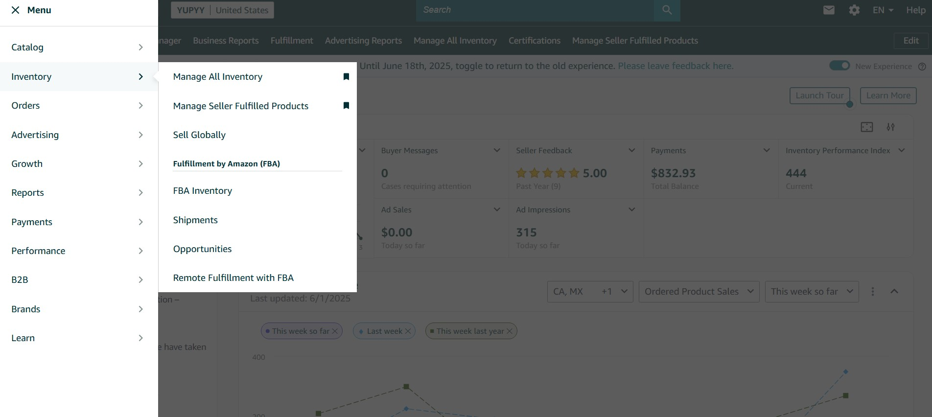 Amazon FBA shipment creation screen in Seller Central inventory dashboard