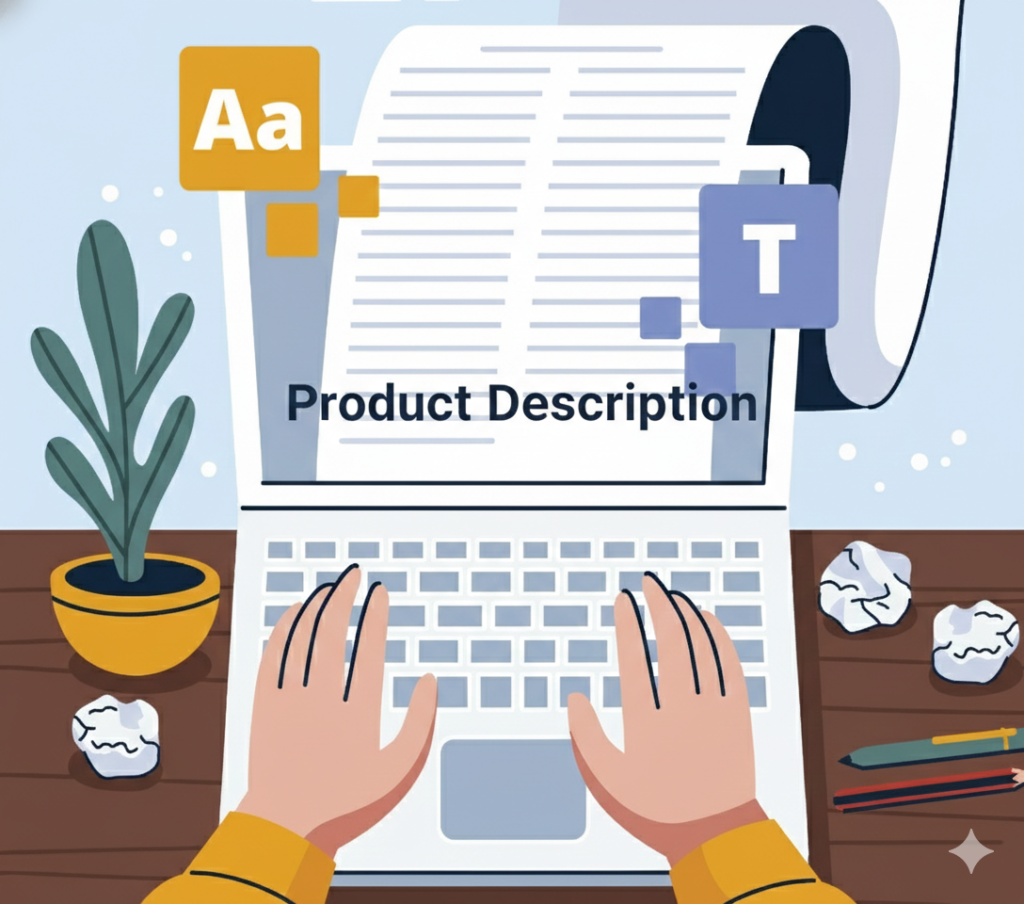 Amazon product description with keyword-rich copy explaining features benefits and usage instructions for SEO