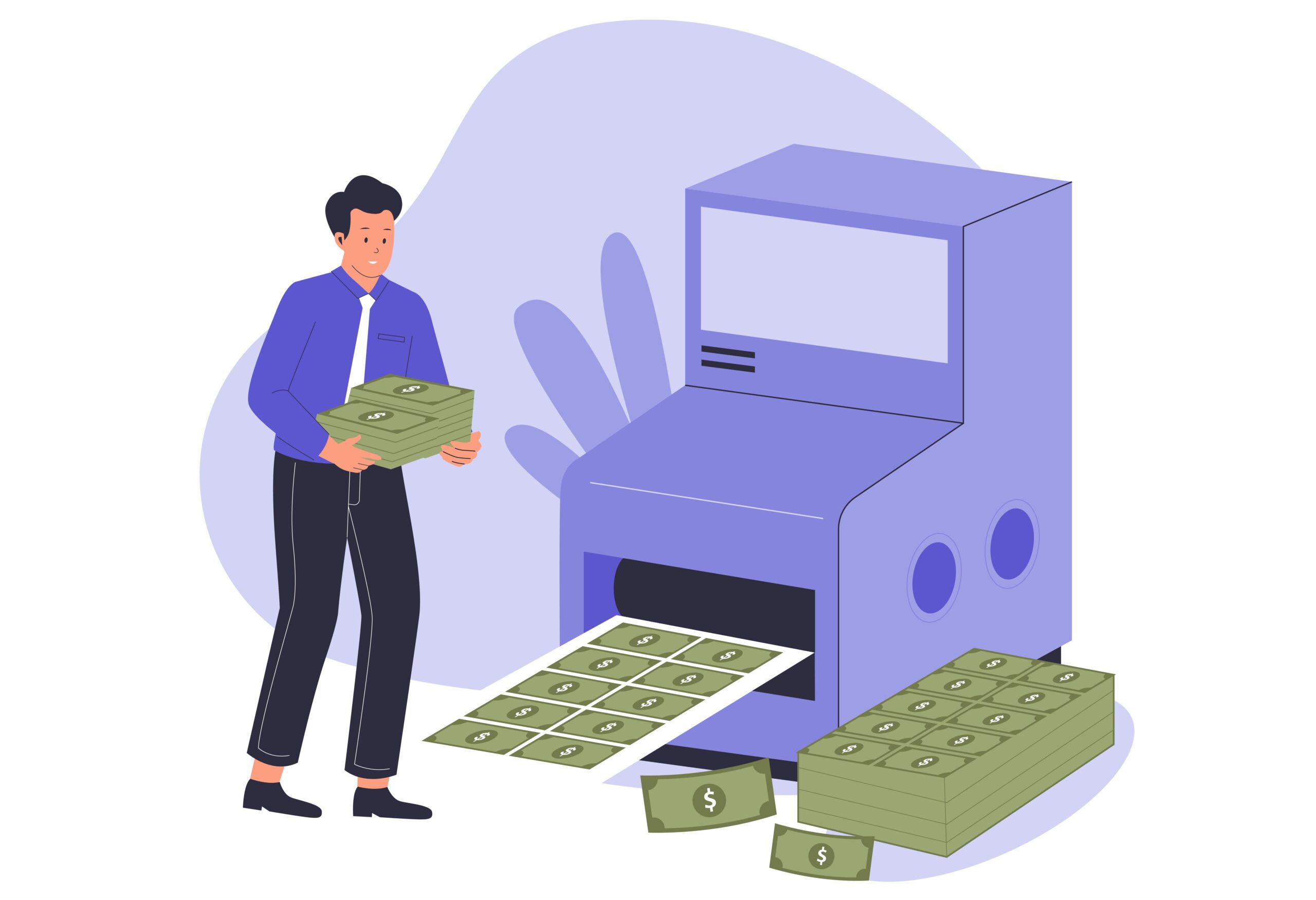 Illustration of printing money concept for Amazon FBA business