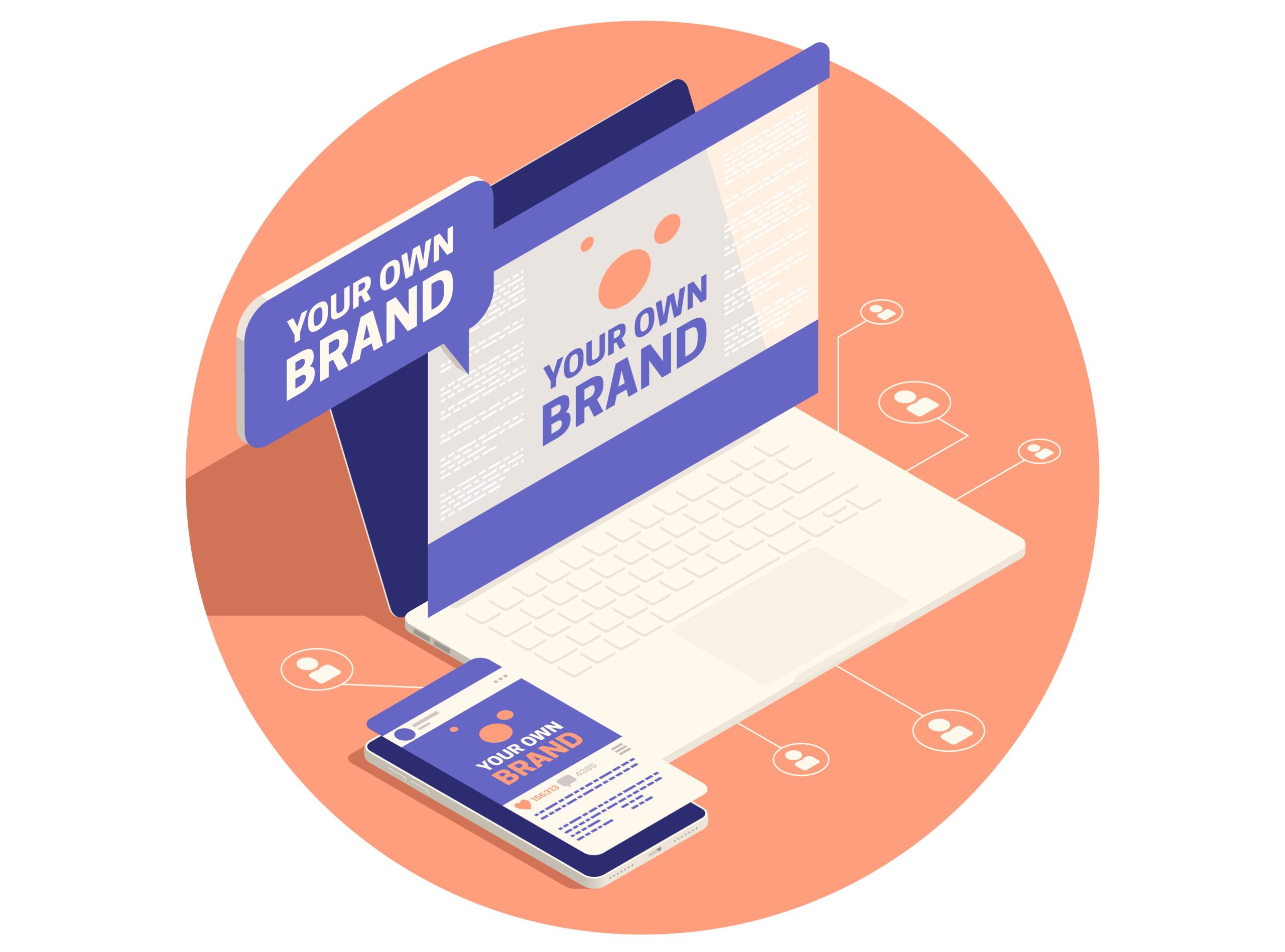 Branded product packaging standing out next to plain generic competitors. Building a real brand protects your Amazon FBA business from copycat sellers.