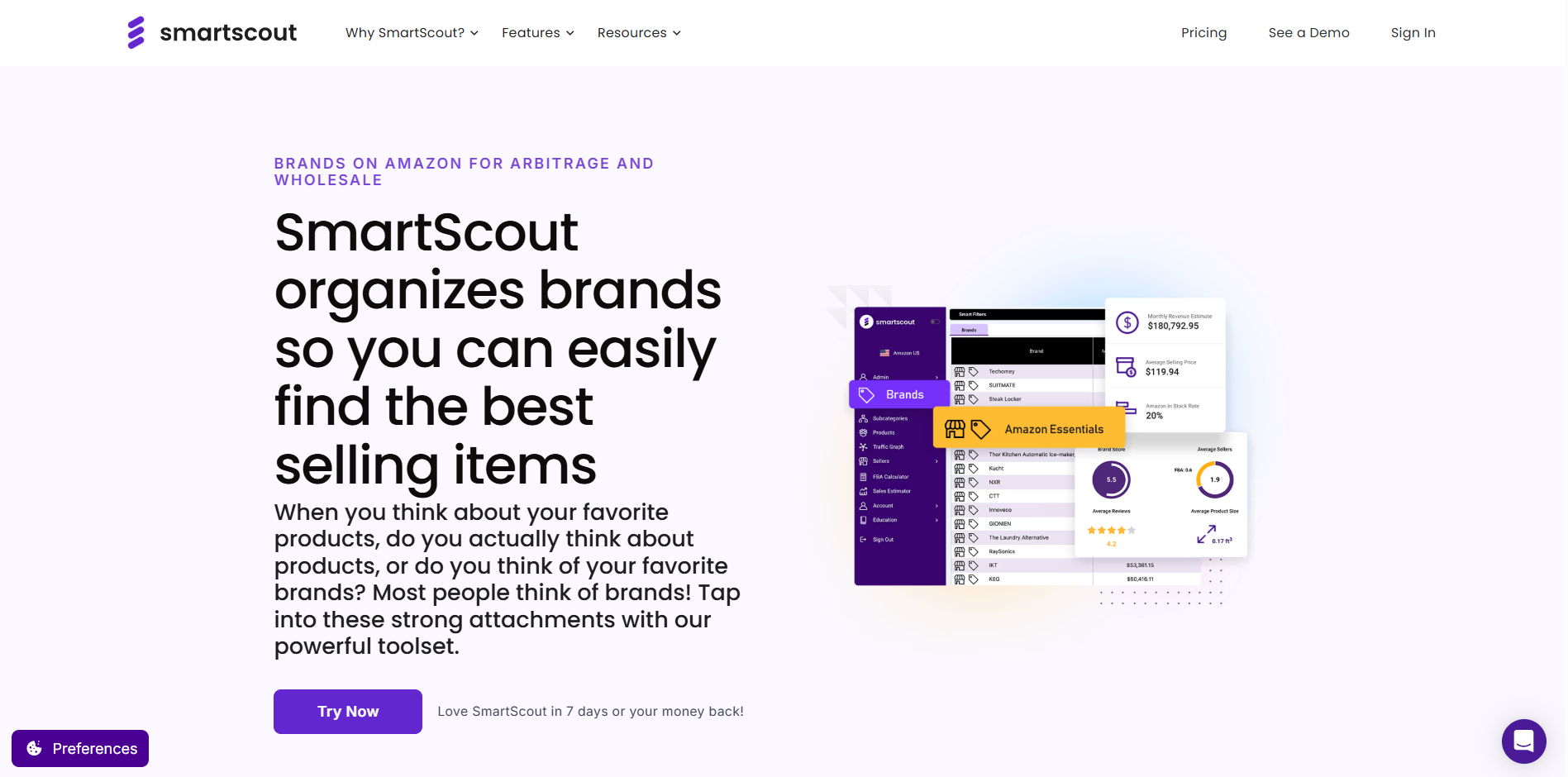 Brands tool in SmartScout that could help you know your competition