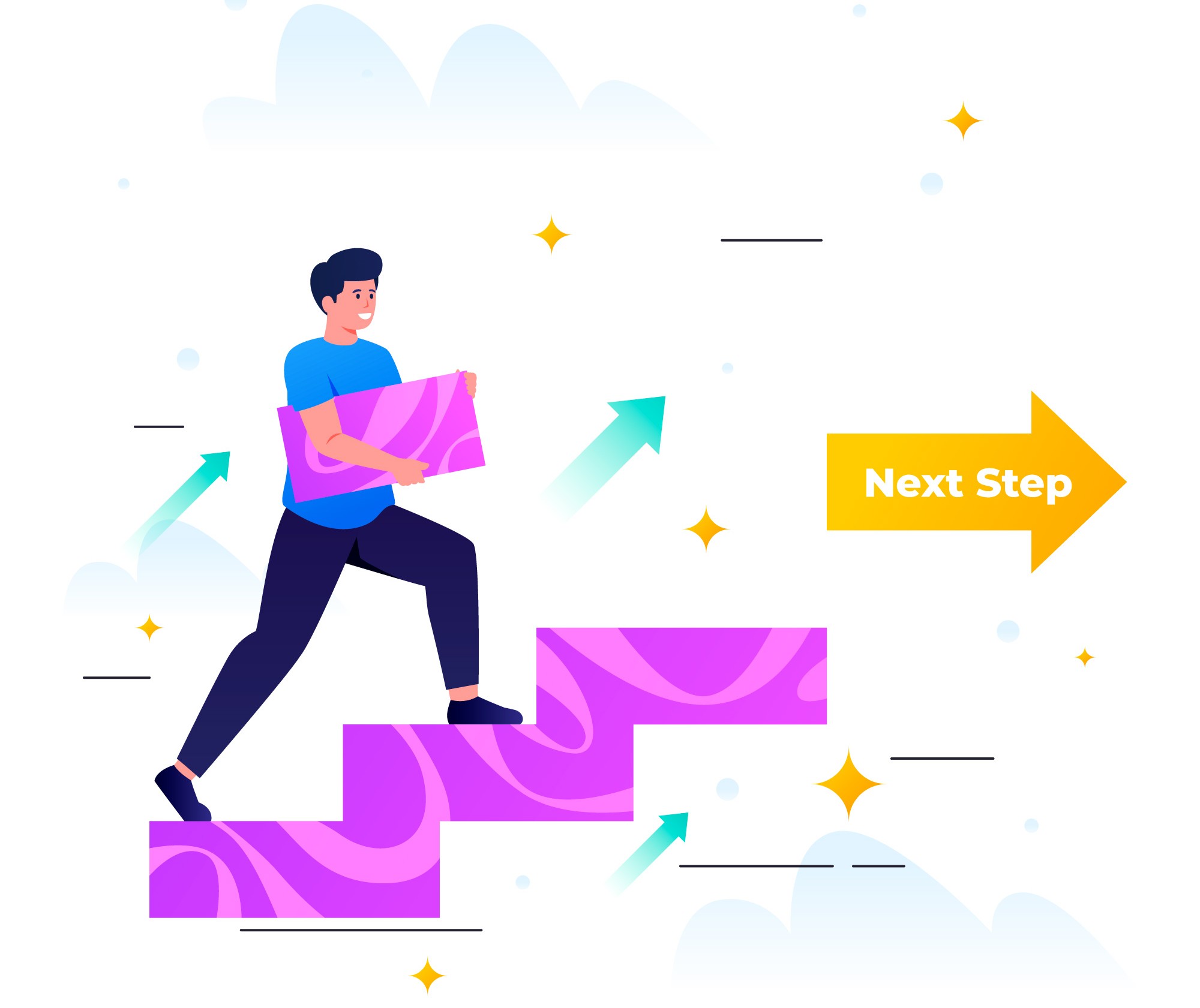 Person taking the first step on a path toward business growth and financial freedom