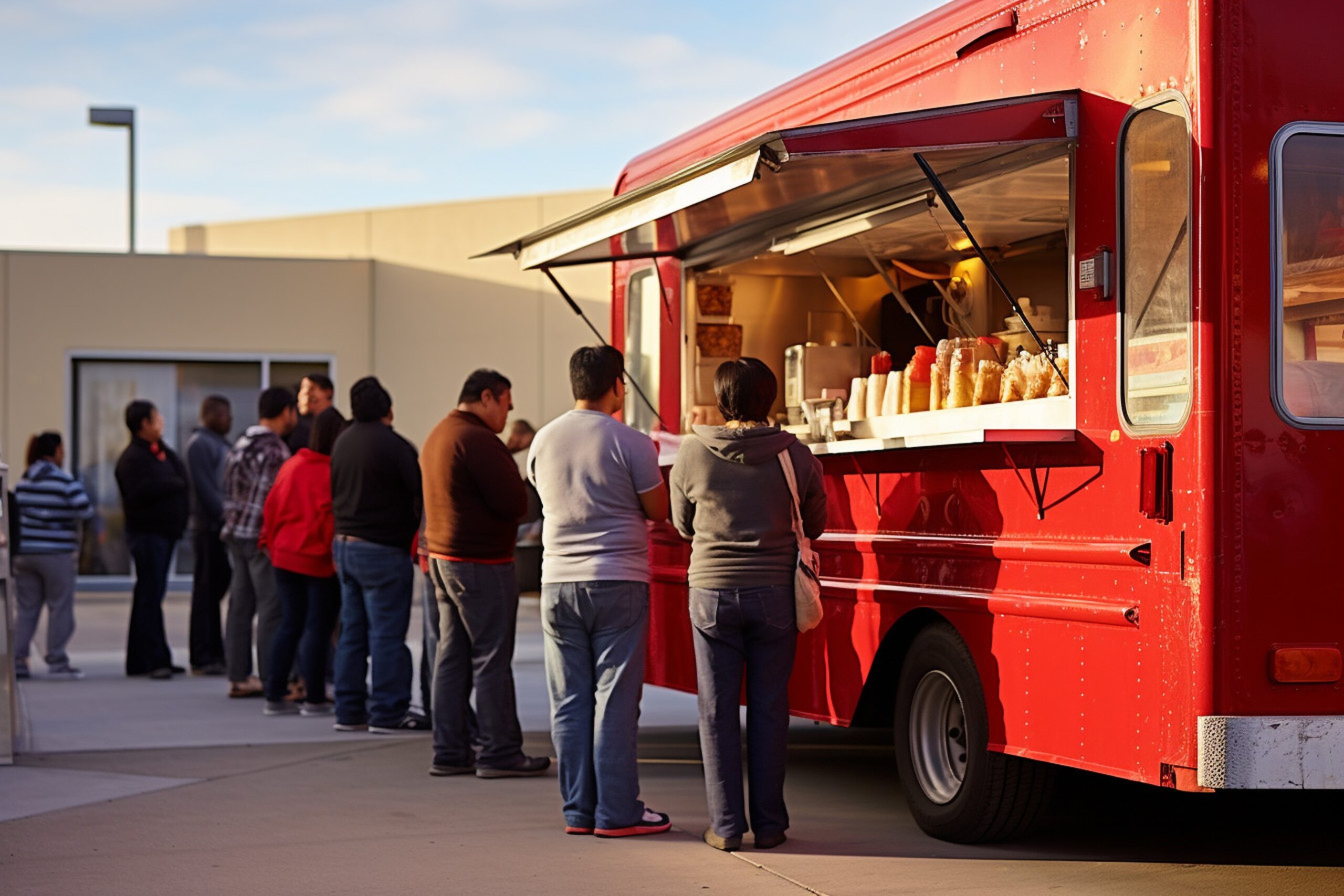 Crowd of hungry customers lining up at a busy hot dog stand. Finding a starving crowd is the first step to choosing a profitable Amazon FBA product.